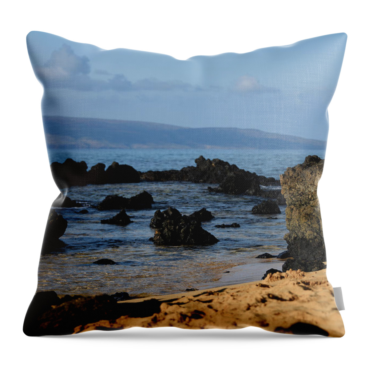 Makena Throw Pillow featuring the photograph Makena Cove Beach by Jennifer Ancker