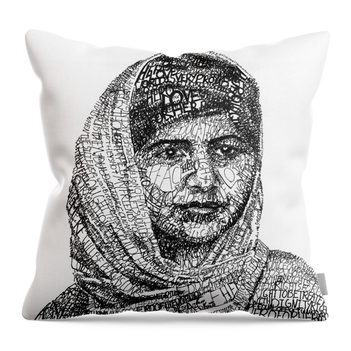 Girl Throw Pillow featuring the drawing Malala Yousafzai by Michael Volpicelli