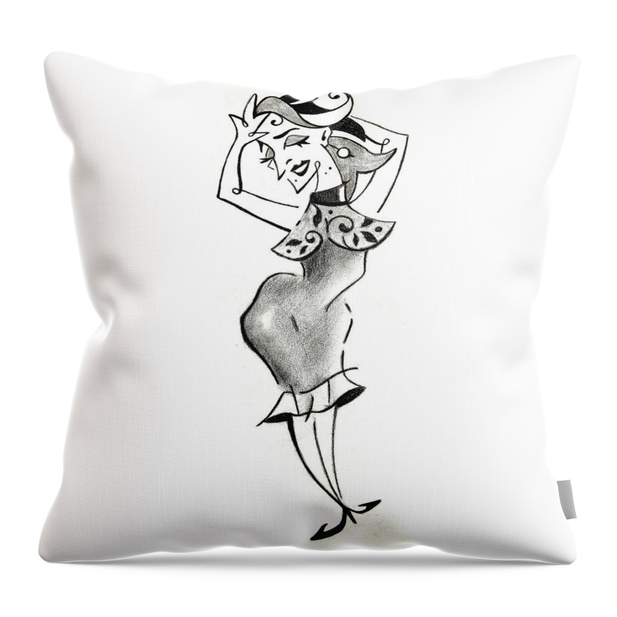 Tango Throw Pillow featuring the drawing Malena Tango - Sexy Woman Pencil Drawing by Arte Venezia