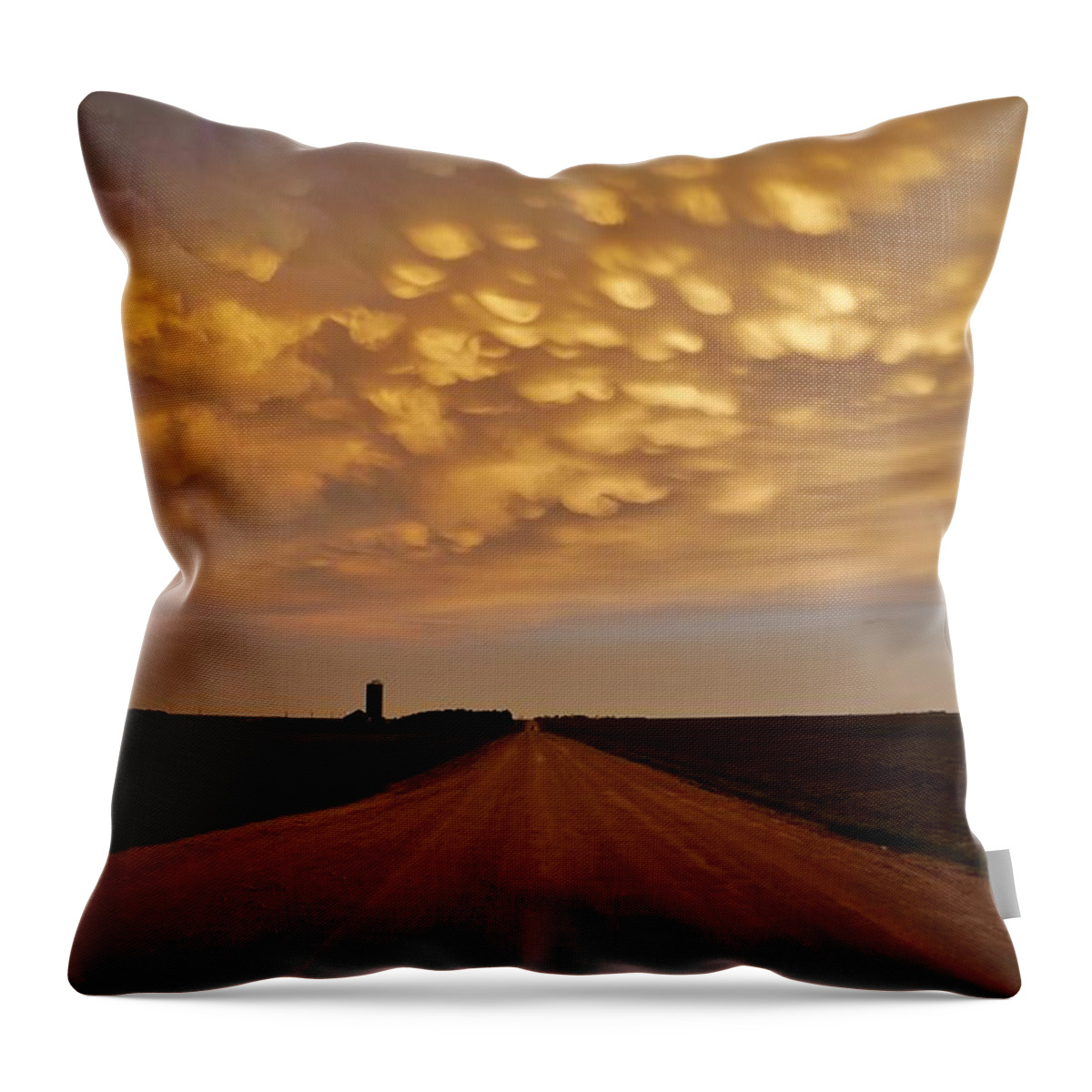 Storm Throw Pillow featuring the photograph Mammatus Road by Ed Sweeney