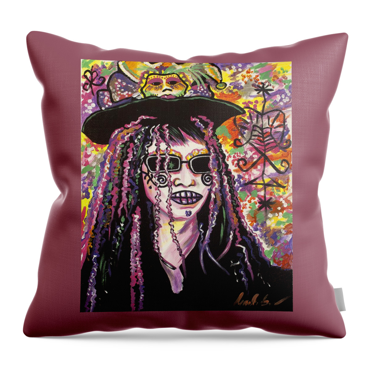 Mardiclaw Throw Pillow featuring the painting Mammawannabone by Mardi Claw