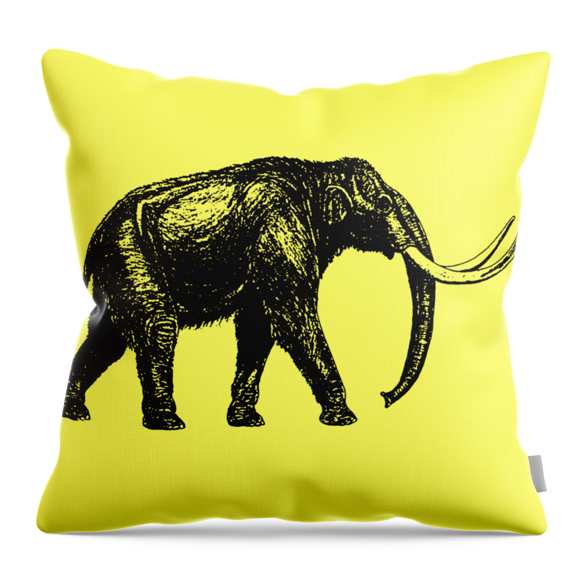 Mastodon. Woolly Throw Pillow featuring the digital art Mammoth Tee by Edward Fielding