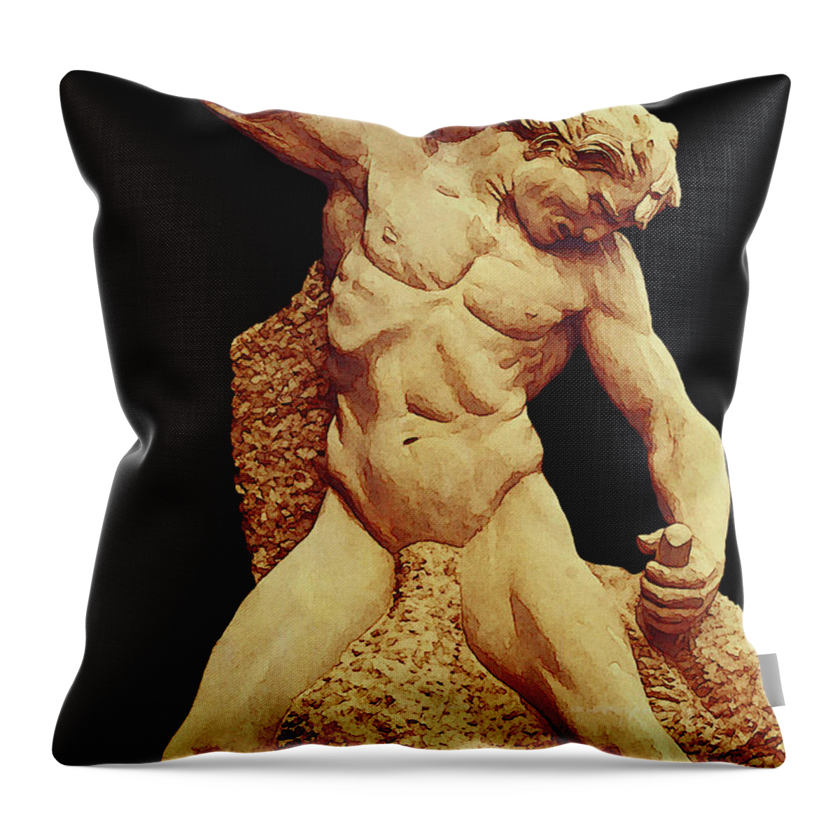 Man Throw Pillow featuring the photograph Man Carving His Own Destiny by Jean Connor