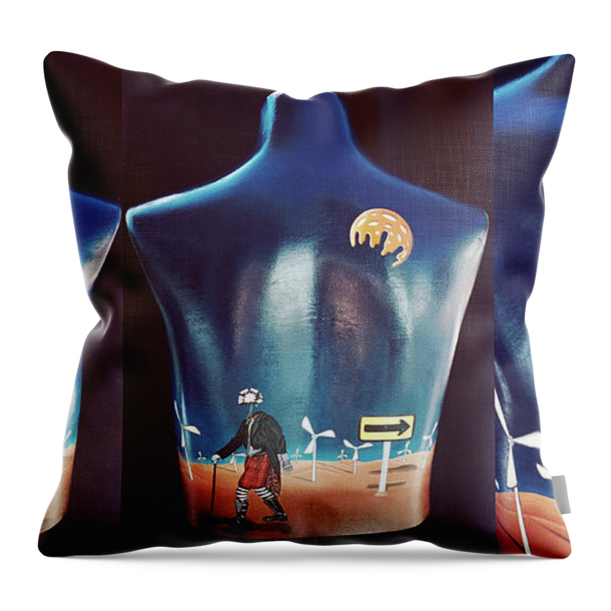  Throw Pillow featuring the painting Man Dreaming of Woman Sculpture by Paxton Mobley