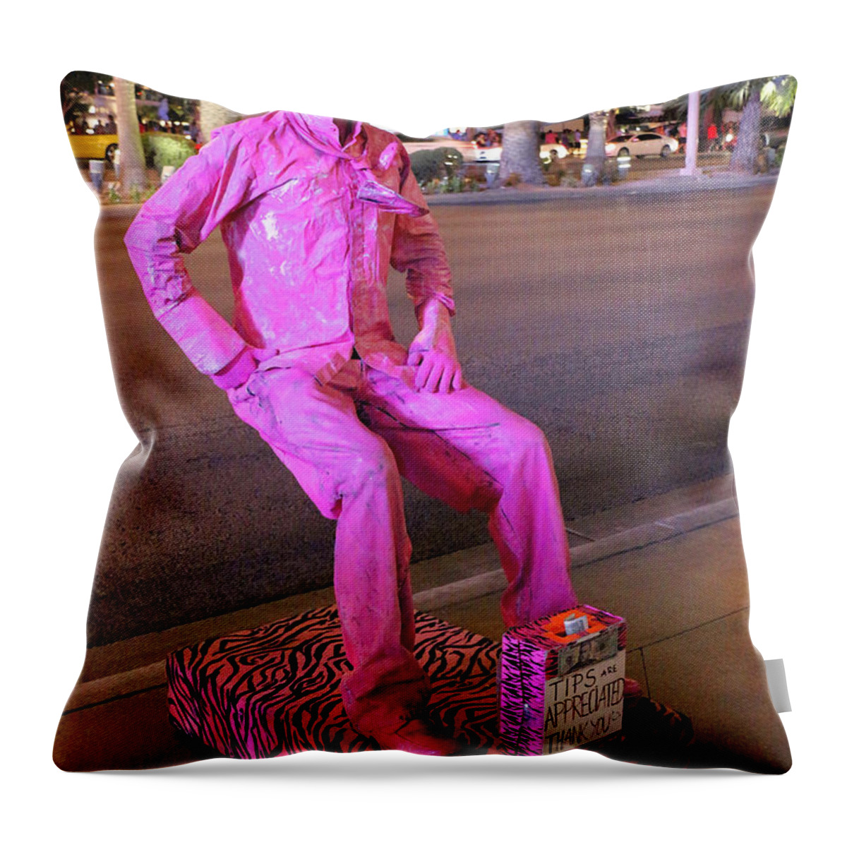 Las Vegas Throw Pillow featuring the photograph The Man Who Sits In The Air by Iryna Goodall