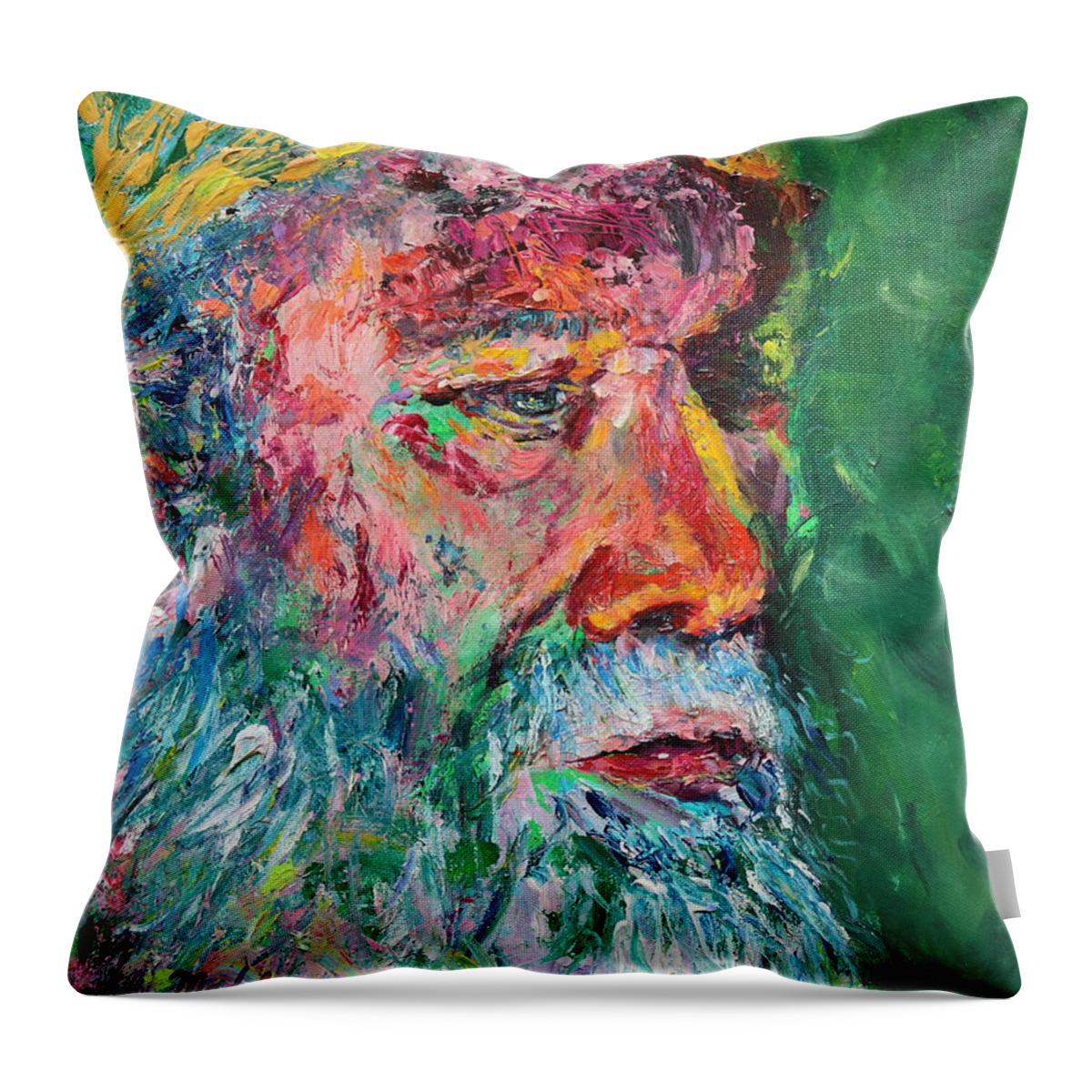 Portraits Throw Pillow featuring the painting Man with Crown by Madeleine Shulman