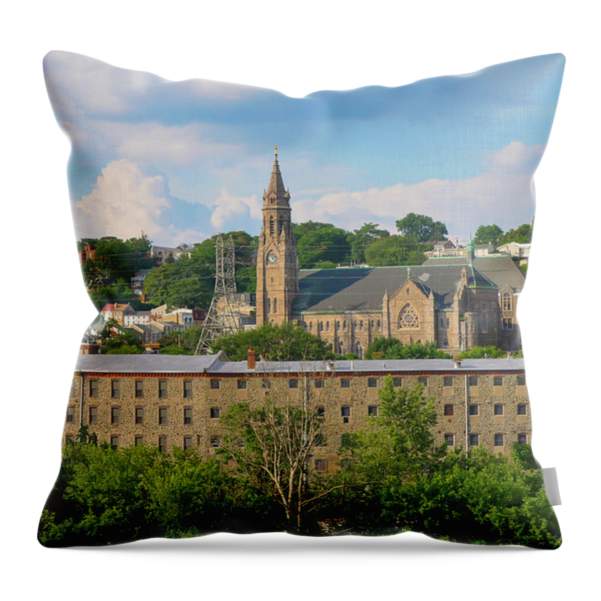 Manayunk Throw Pillow featuring the photograph Manayunk - St John the Baptist - Scofield Mill - Philadelphia by Bill Cannon