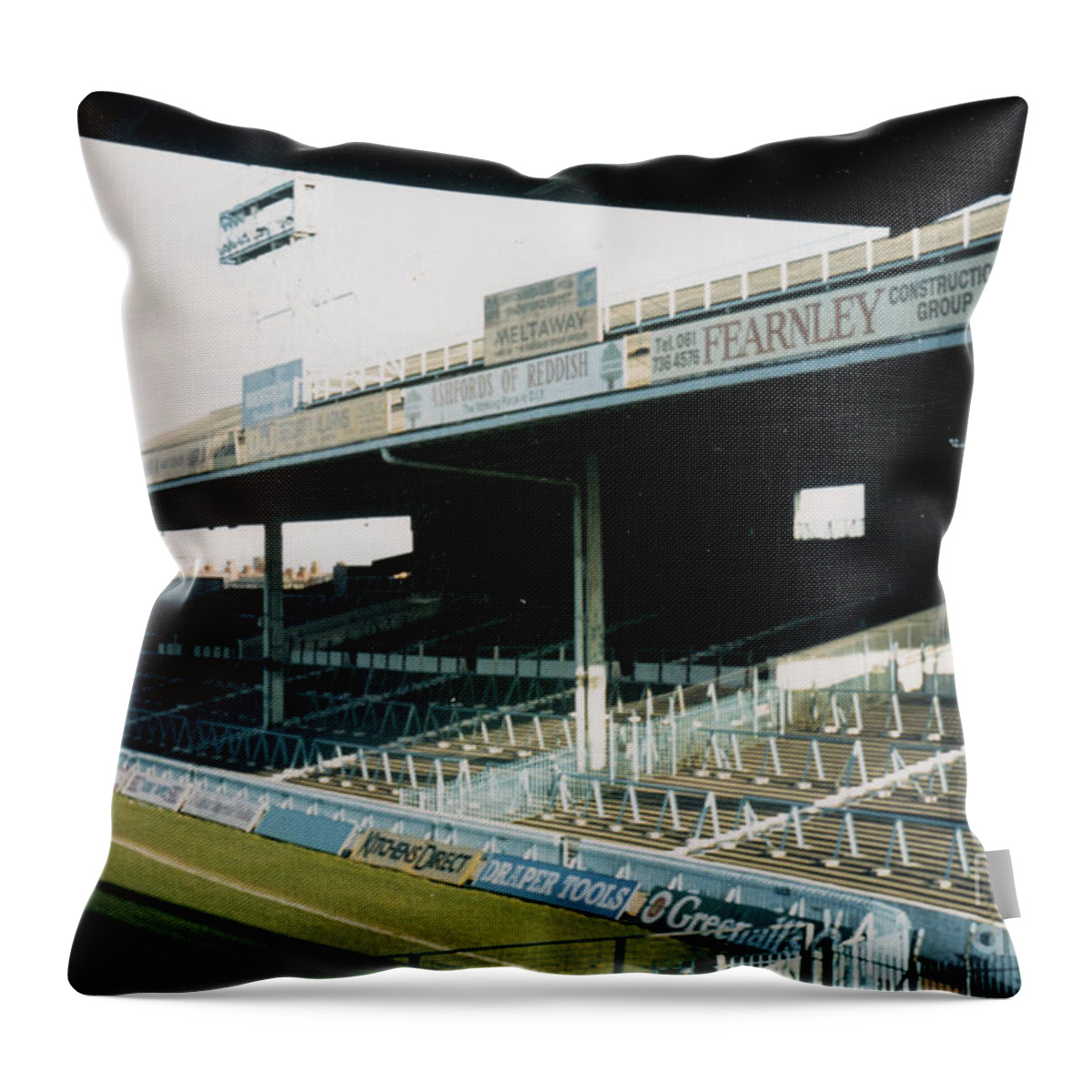 Manchester City Throw Pillow featuring the photograph Manchester City - Maine Road - East Stand 1 - 1984 by Legendary Football Grounds