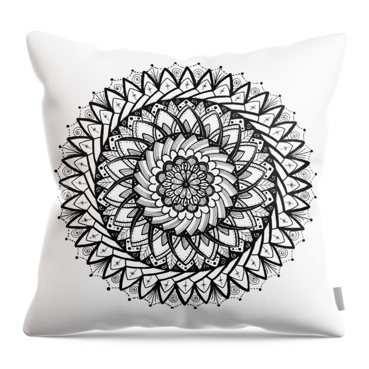 Mandala Throw Pillow featuring the drawing Mandala #14 by Eseret Art
