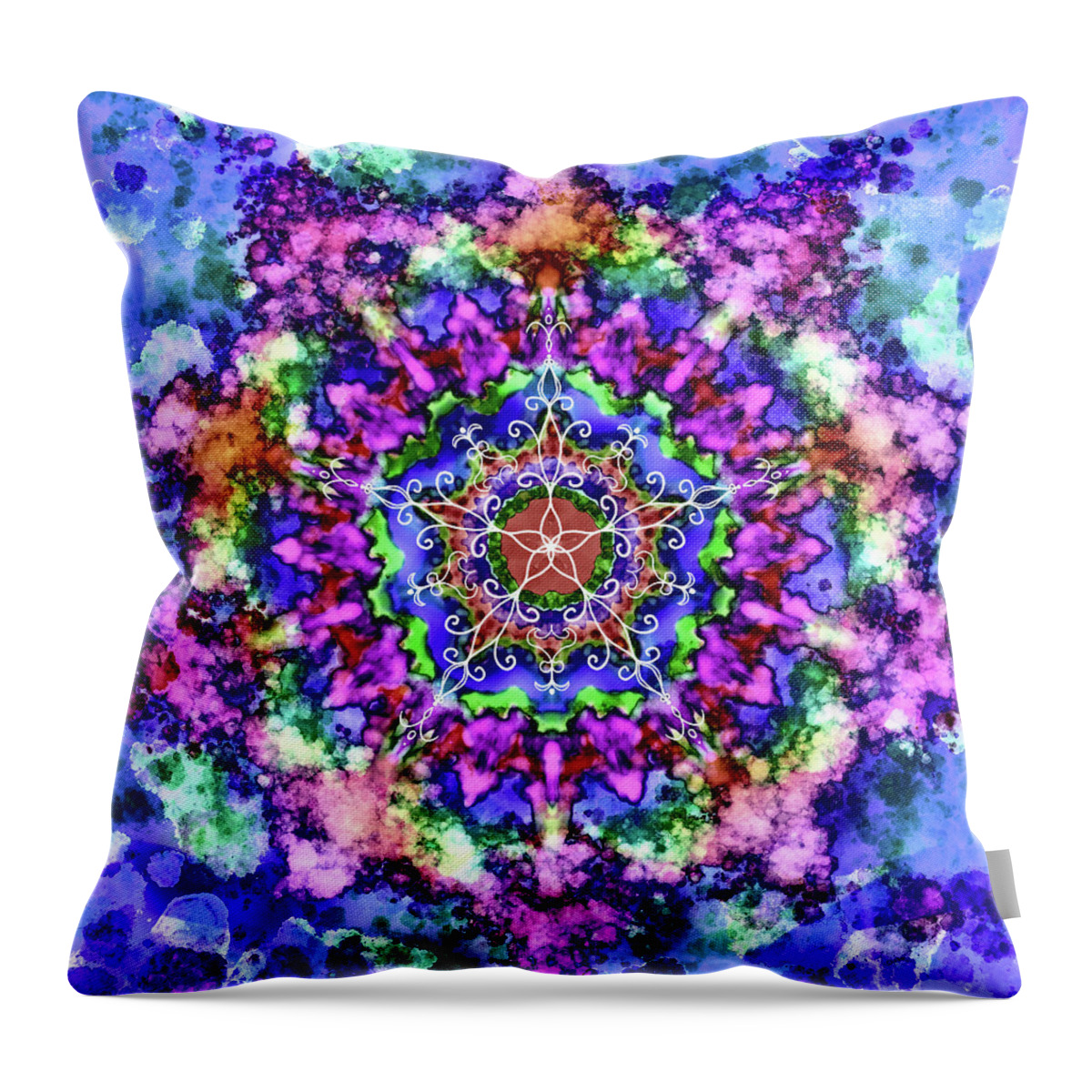 Blue And Purple Mandala Throw Pillow featuring the digital art Mandala Art 4 by Patricia Lintner