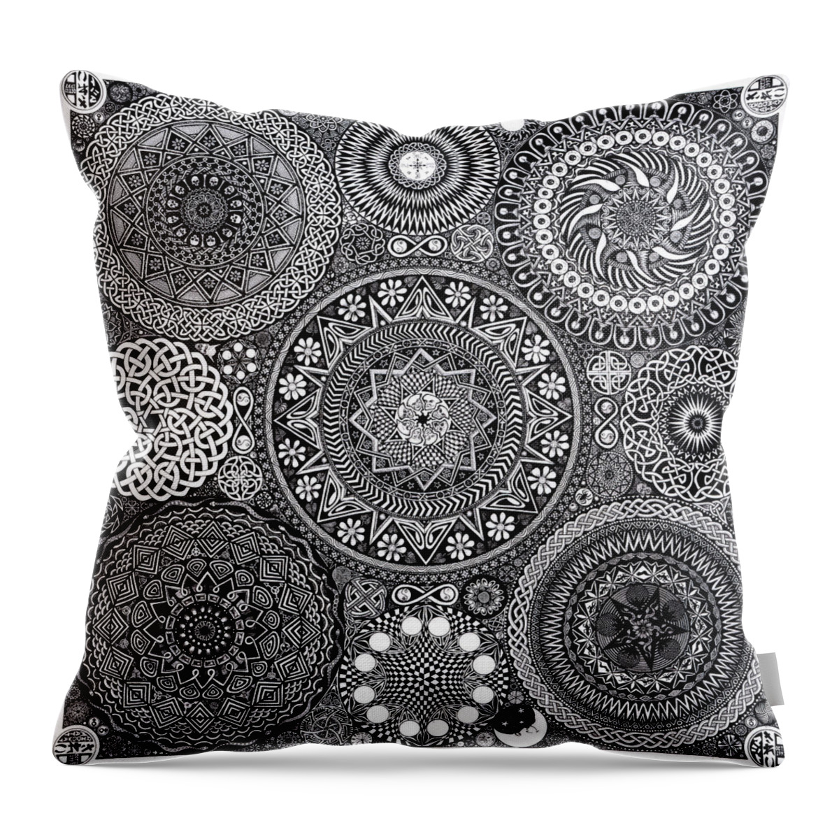 Mandala Throw Pillow featuring the drawing Mandala Bouquet by Matthew Ridgway