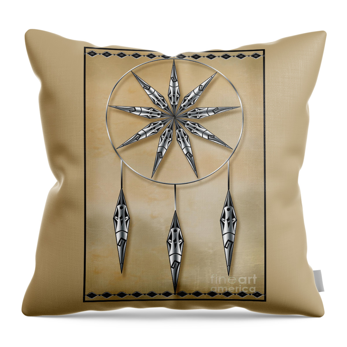 Mandala Throw Pillow featuring the digital art Mandala in Silver by Tim Hightower
