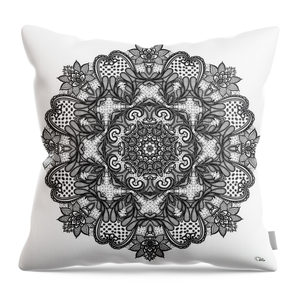 Mandala To Color 2 Throw Pillow featuring the digital art Mandala to Color 2 by Mo T