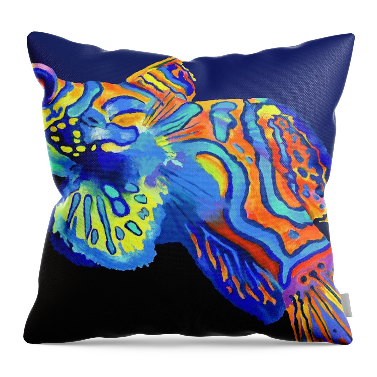 Tropical Fish Throw Pillow featuring the painting Mandarin Fish by Stephen Anderson