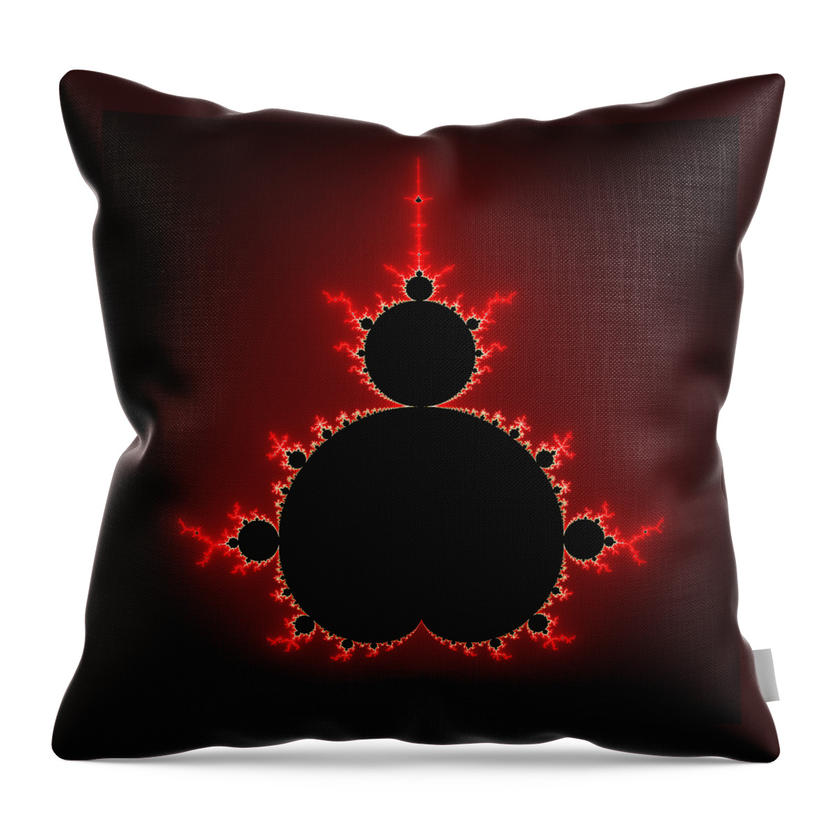 Mandelbrot Throw Pillow featuring the digital art Mandelbrot set black and red square format by Matthias Hauser