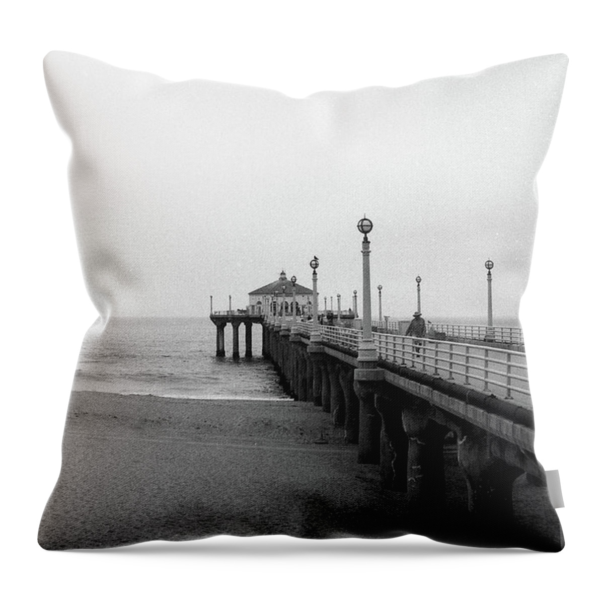 Film Throw Pillow featuring the photograph Manhattan Beach Pier on Film by Ana V Ramirez