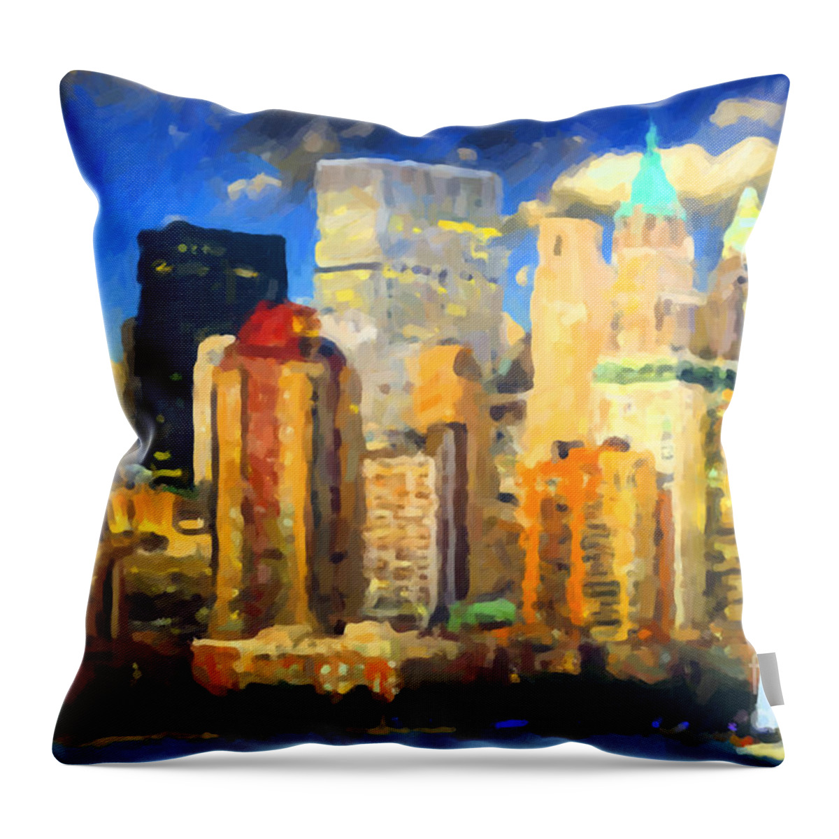 Mixed Media Throw Pillow featuring the painting Manhattan by Chris Armytage