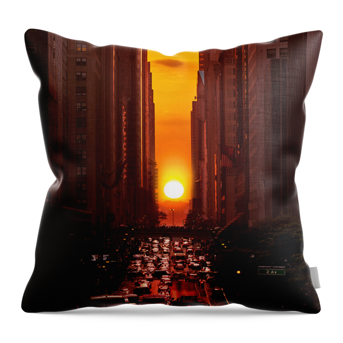 42nd Street Throw Pillow featuring the photograph Manhattanhenge in New York City by Mihai Andritoiu