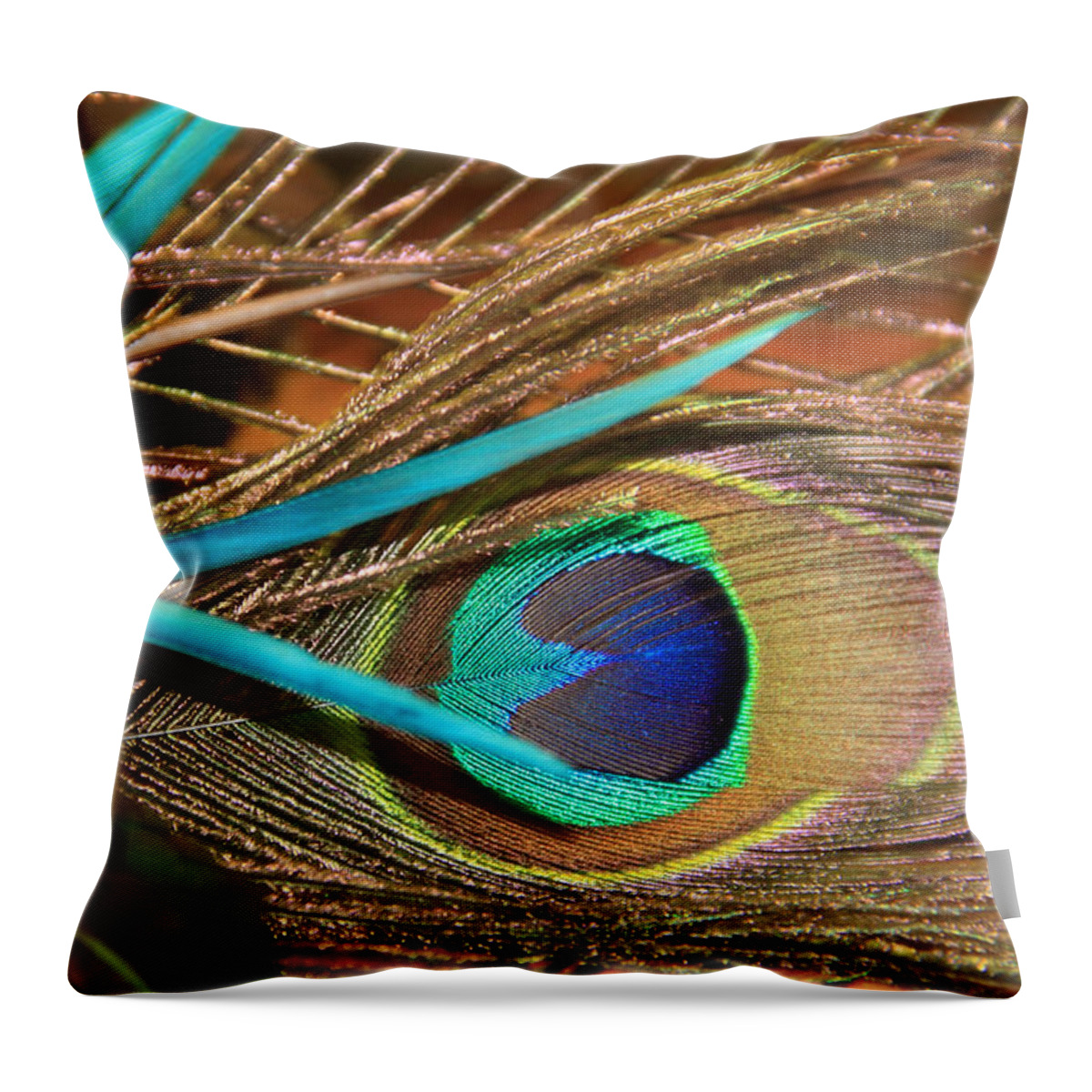 Peacock Throw Pillow featuring the photograph Many Feathers by Angela Murdock