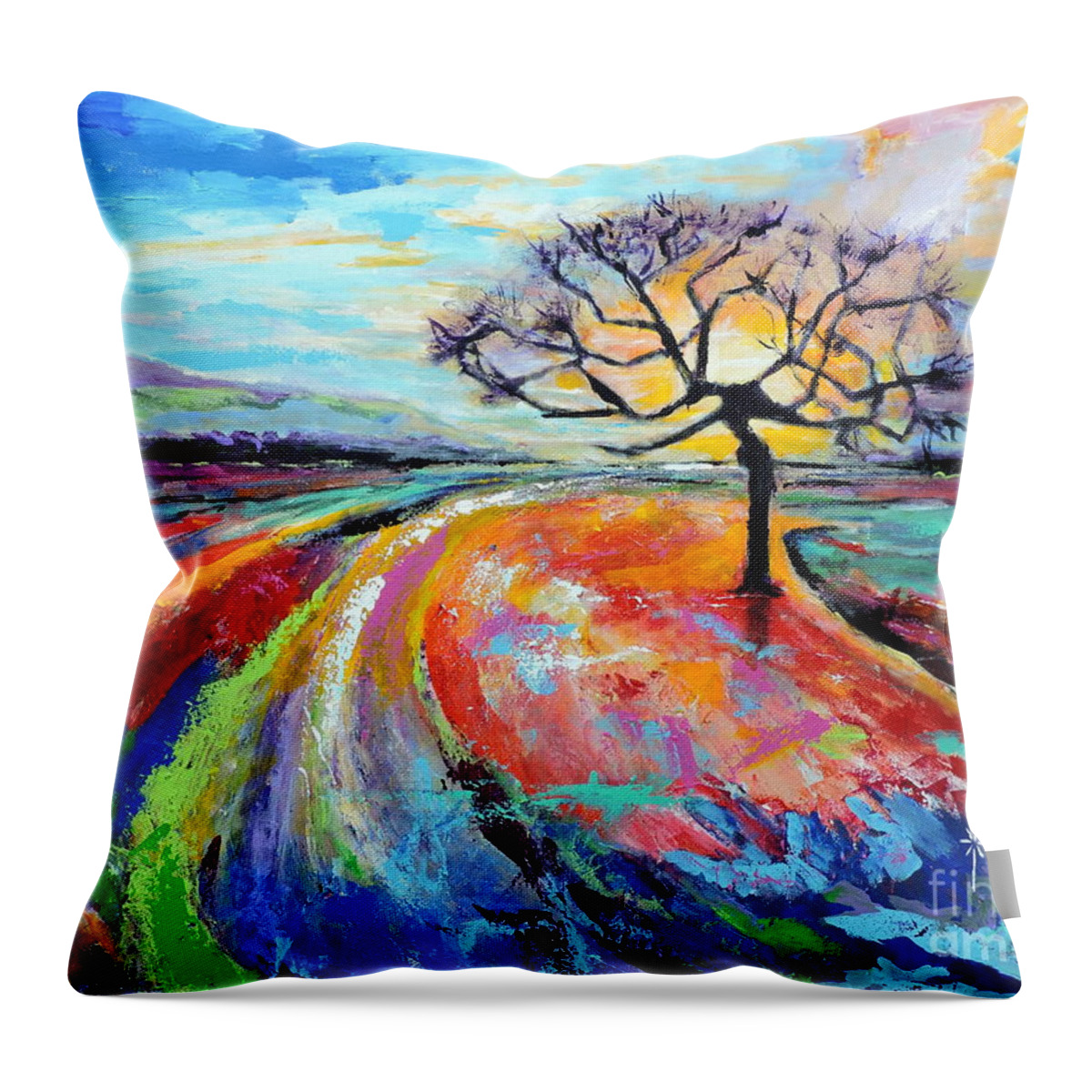 Contemporary Throw Pillow featuring the painting Many Paths, One Destination by Jodie Marie Anne Richardson Traugott     aka jm-ART