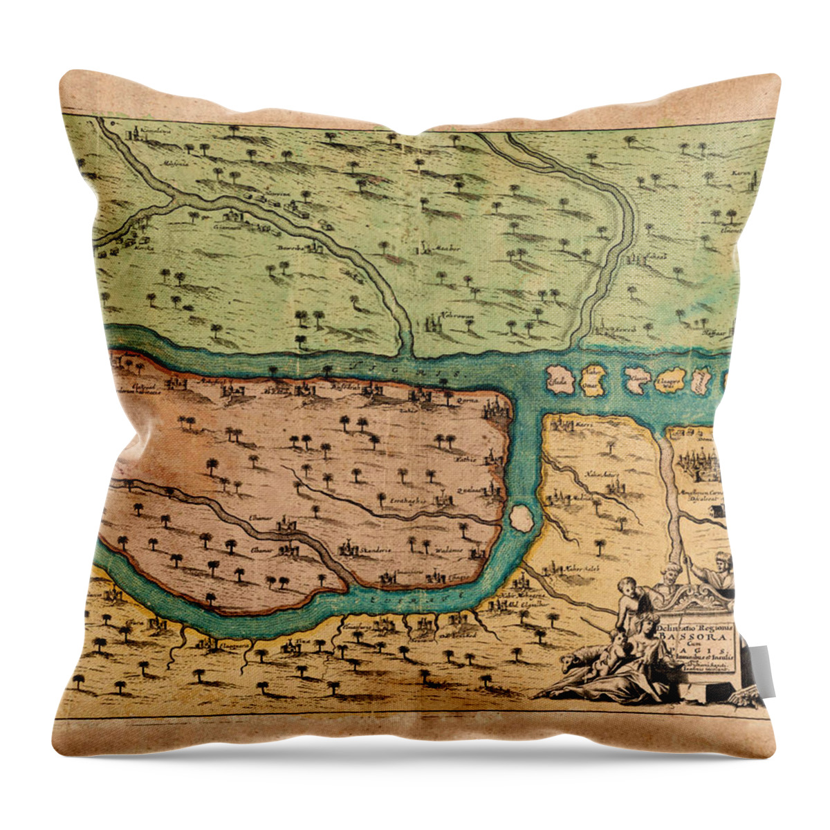 Map Of Iraq Throw Pillow featuring the photograph Map Of Iraq 1680 by Andrew Fare