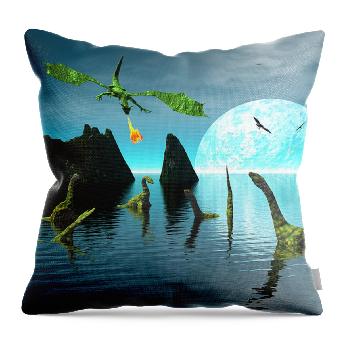 Bryce 3d Fantasy Dragon Monsters Scifi Throw Pillow featuring the digital art Marauder by Claude McCoy