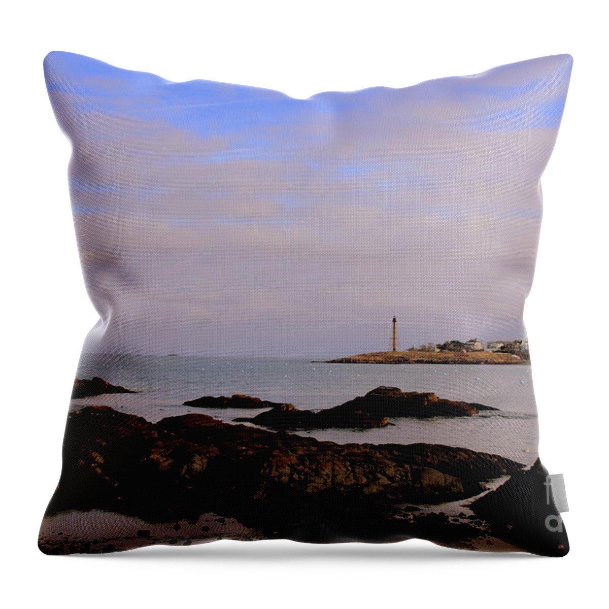  Throw Pillow featuring the photograph Marblehead harbor and Light by Lennie Malvone