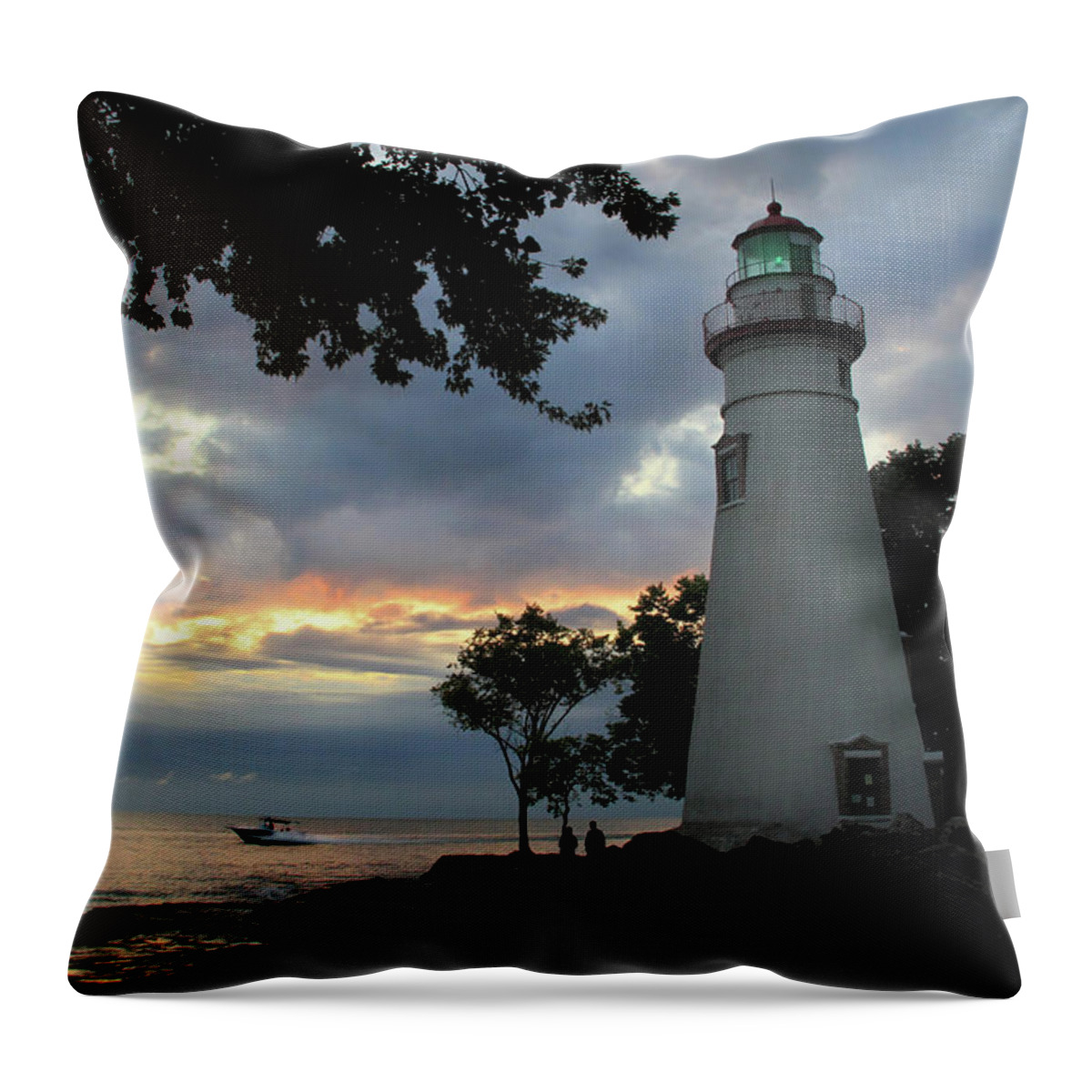 Marblehead Lighthouse Throw Pillow featuring the photograph Marblehead Lighthouse by Angela Murdock