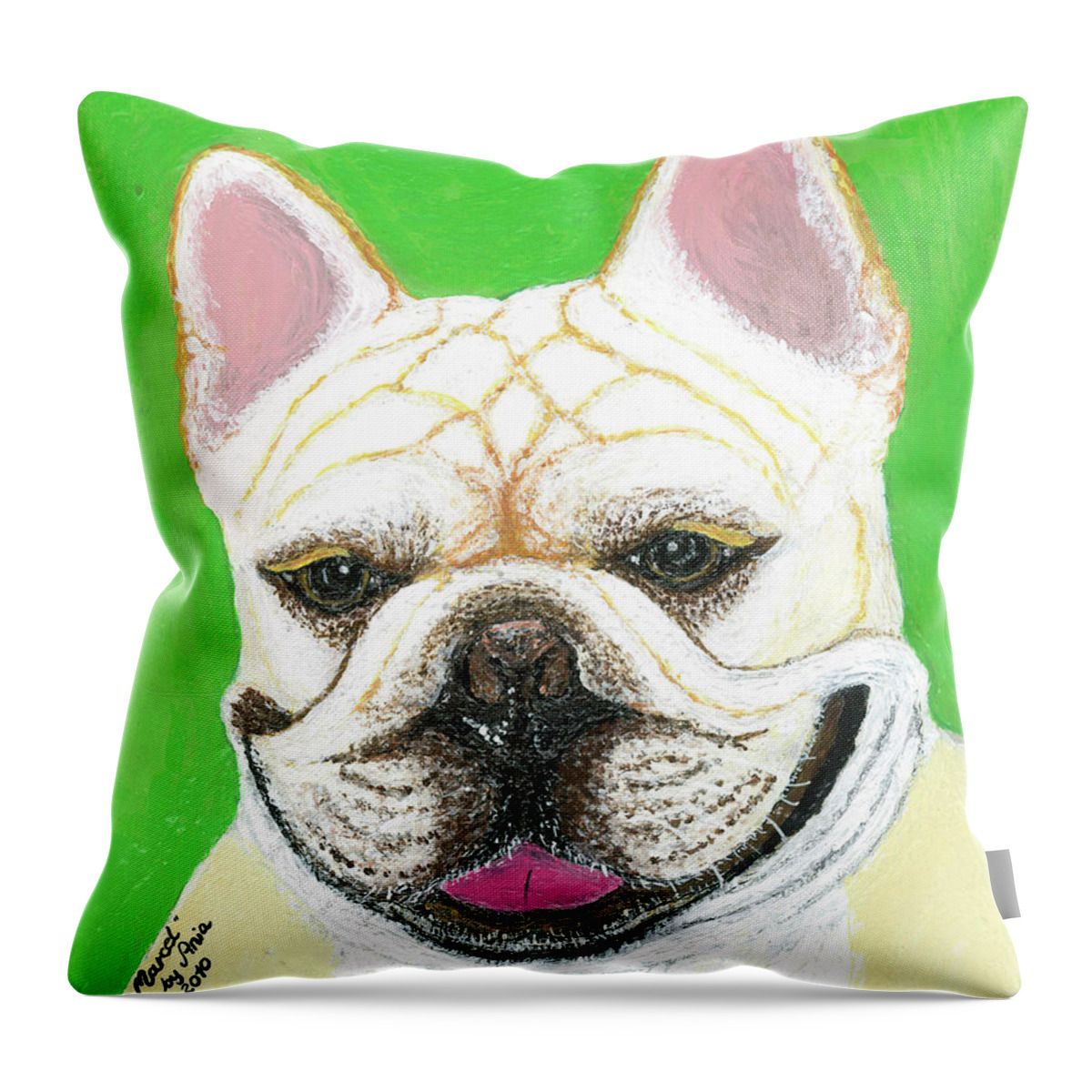 French Bulldog Painting Throw Pillow featuring the painting Marcel French Bulldog by Ania M Milo