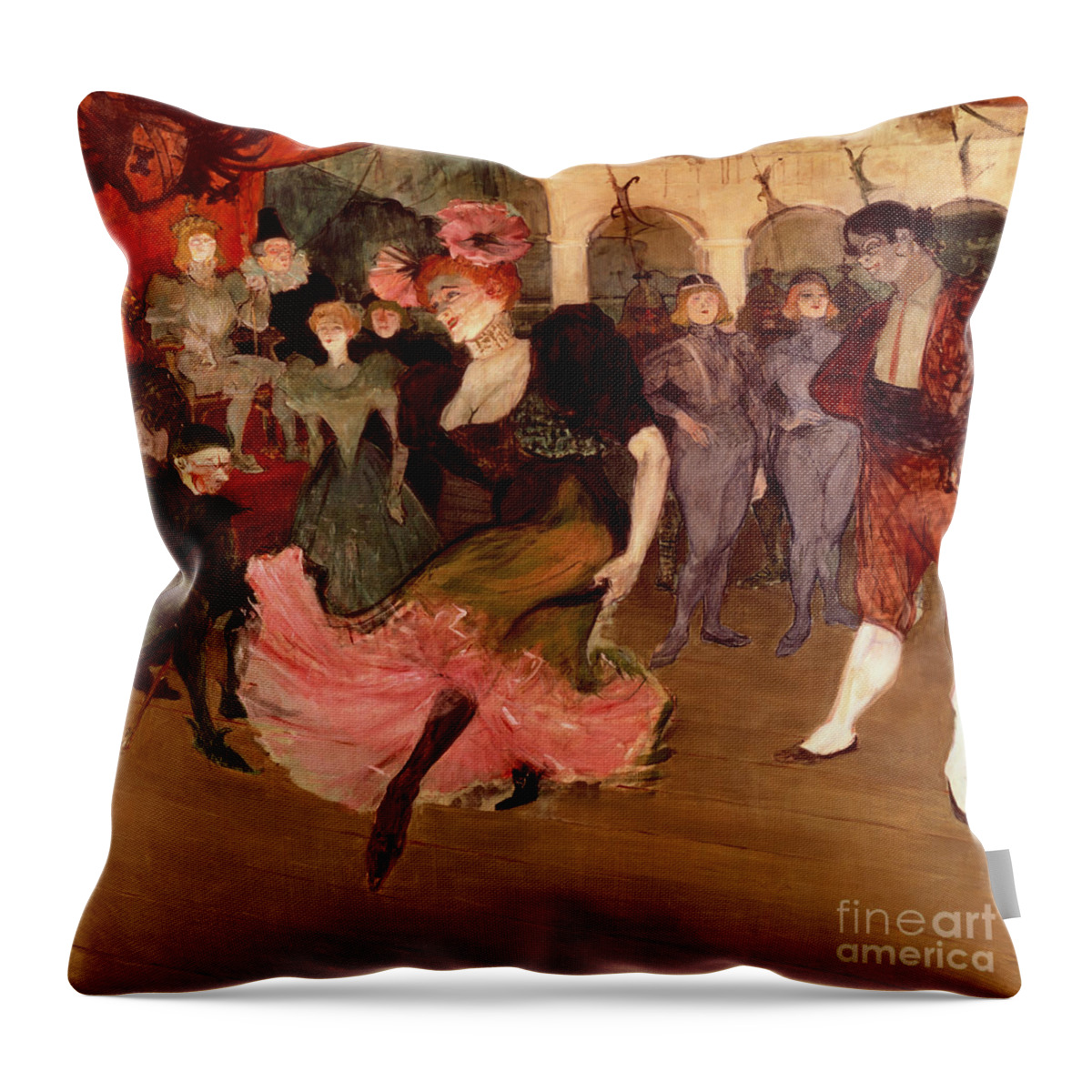 Dancing The Bolero Throw Pillow featuring the painting Marcelle Lender dancing the Bolero in Chilperic by Henri de Toulouse Lautrec