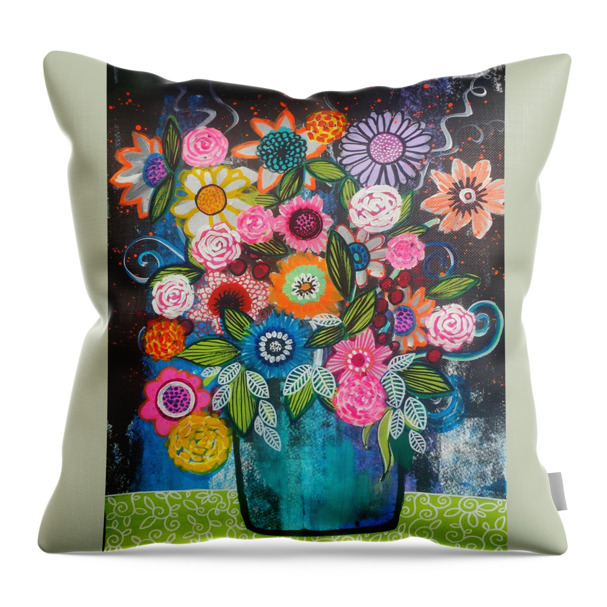 Still Life Throw Pillow featuring the painting Mardi Gra by Robin Mead