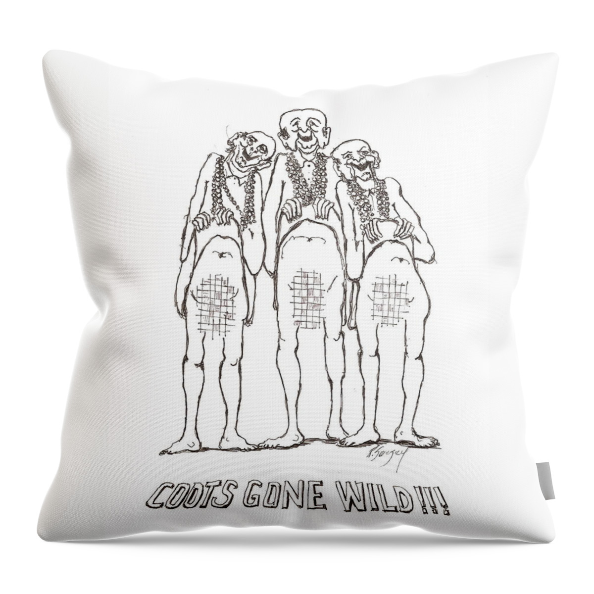 Feral Throw Pillow featuring the drawing Mardi Gras II by R Allen Swezey