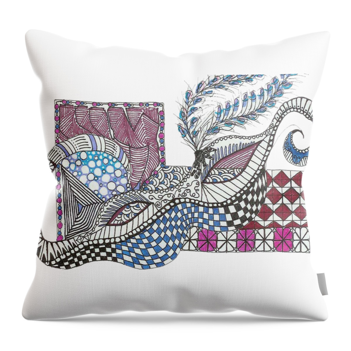 Mask Throw Pillow featuring the mixed media Mardi Gras by Ruth Dailey