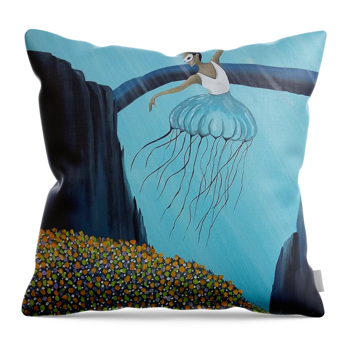 Mare Throw Pillow featuring the painting Mare Ballerina by Edwin Alverio