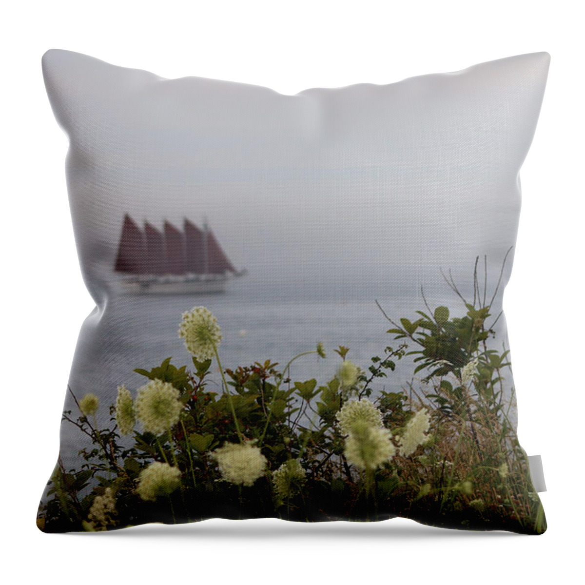 Margaret Todd Throw Pillow featuring the photograph Margaret Todd Sailing On A Foggy Evening by Living Color Photography Lorraine Lynch
