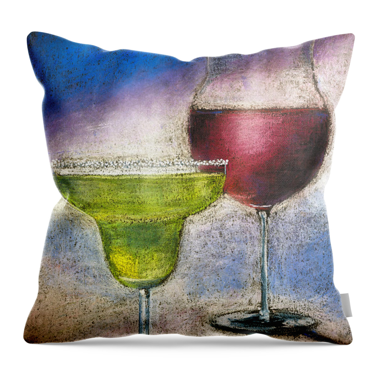 Margarita Throw Pillow featuring the pastel Margarita And A Glass Of Wine by Arline Wagner
