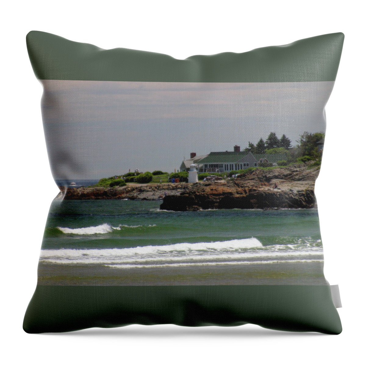 Senic Walk Throw Pillow featuring the painting Marginal Way Perkins Cove Ogunquit ME by Imagery-at- Work