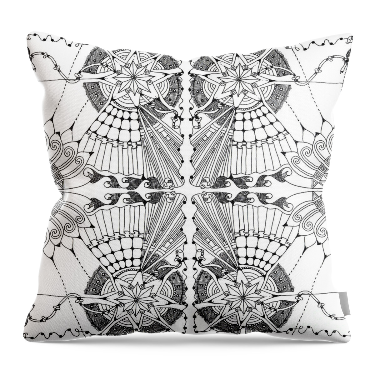 Zentangle Patterns Doodles Pen And Ink Throw Pillow featuring the tapestry - textile Mariachi by Ruth Dailey