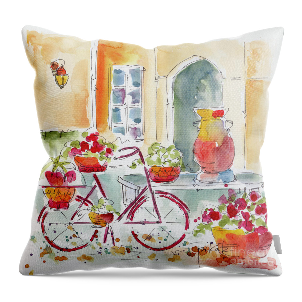 Impressionism Throw Pillow featuring the painting Maricopa Courtyard Collection by Pat Katz
