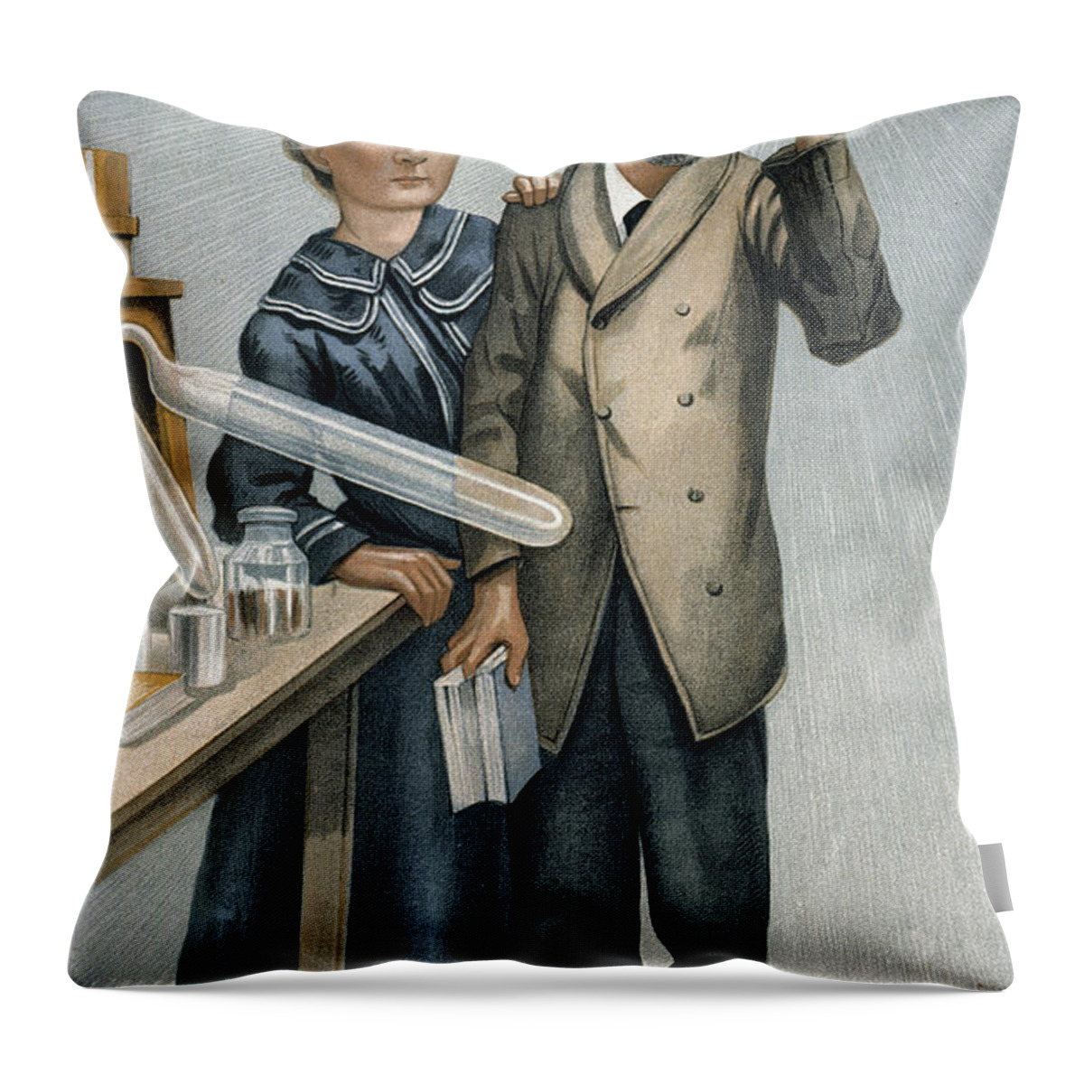 1904 Throw Pillow featuring the photograph Marie And Pierre Curie by Granger