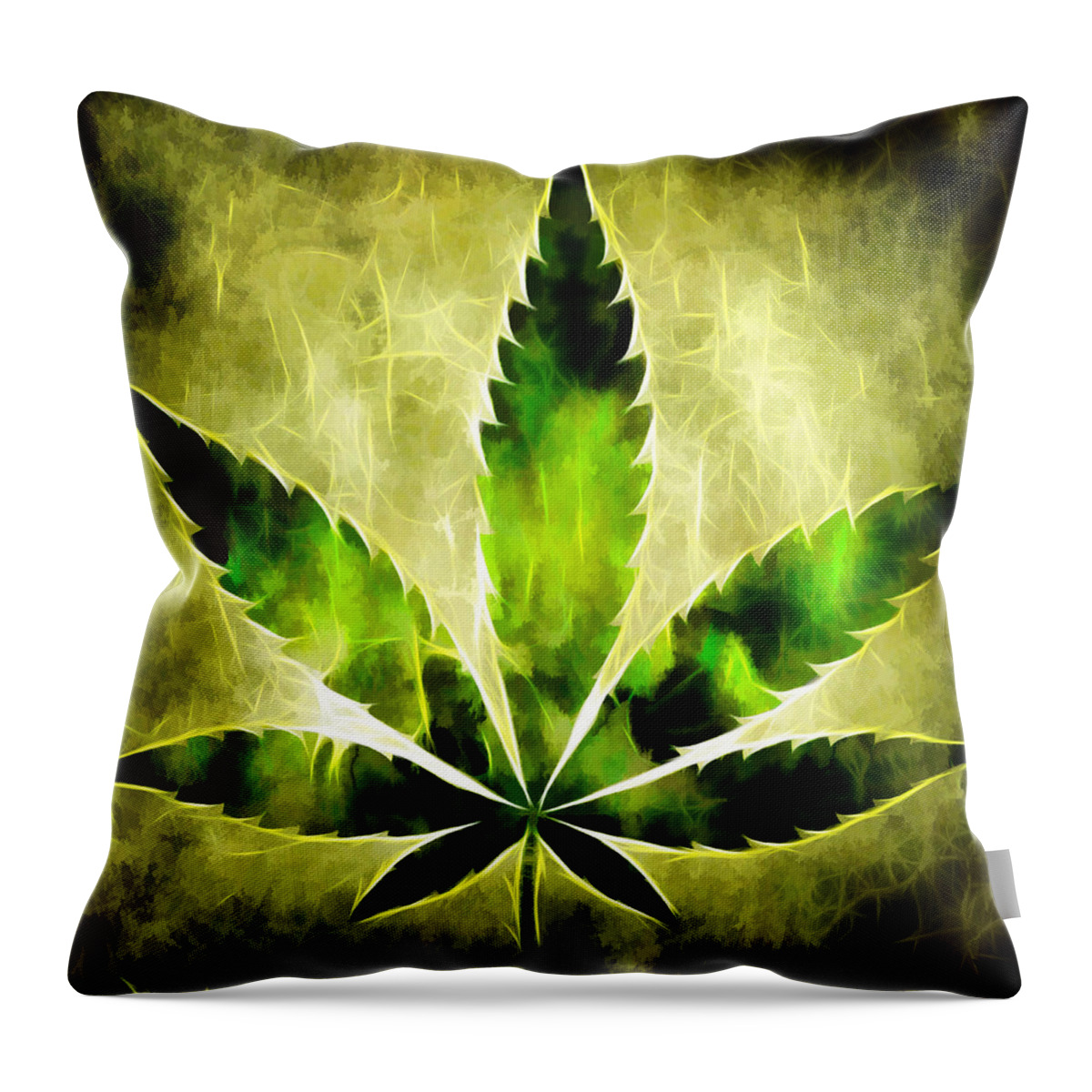 Marijuana Leaf Throw Pillow featuring the photograph Marijuana Leaf Smokin by Athena Mckinzie