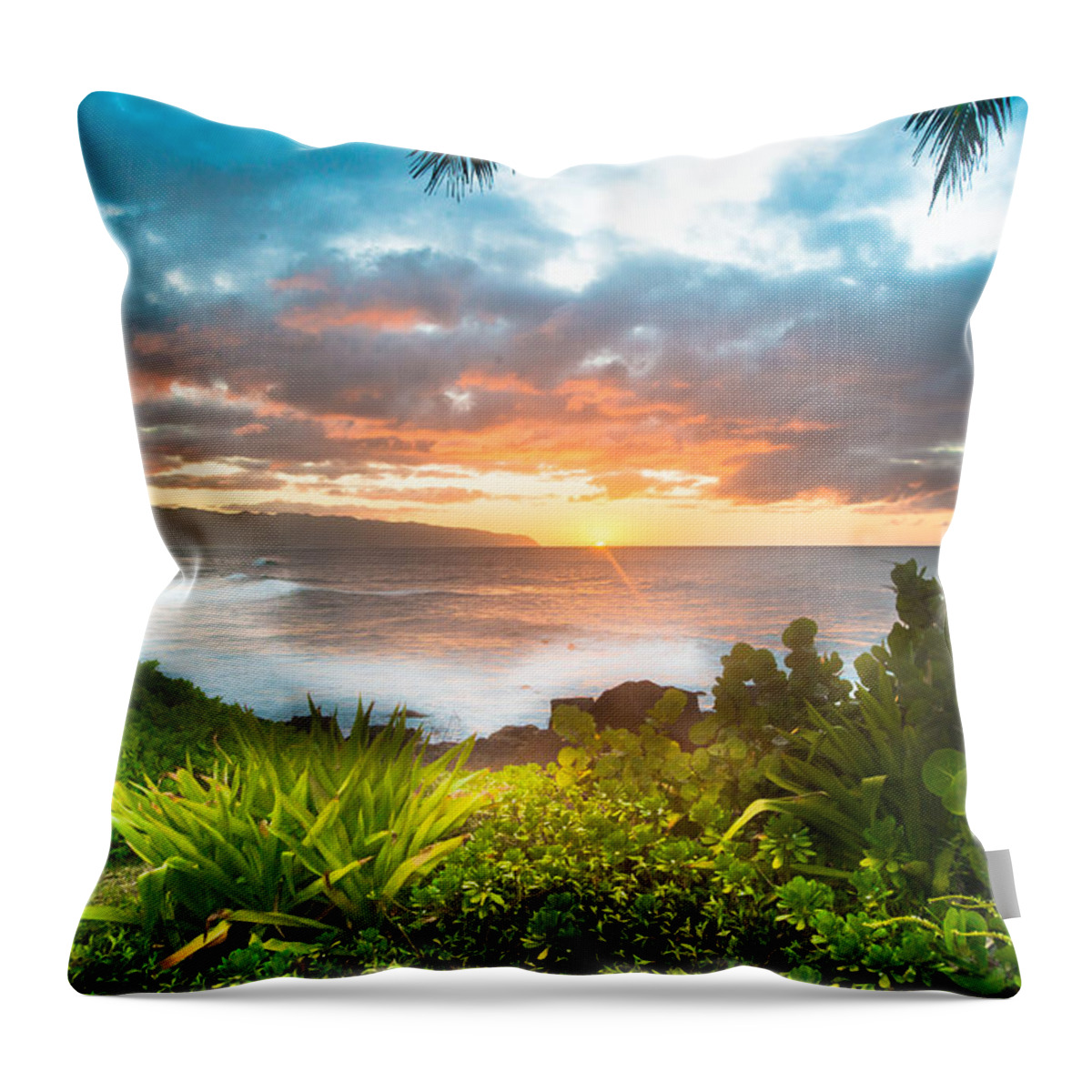 Marijuana Throw Pillow featuring the photograph Marijuana Sunset Hawaii by Leonardo Dale