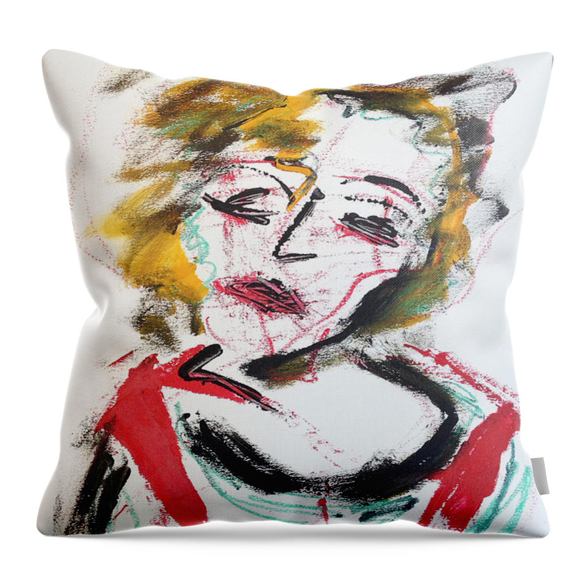 Original Art Pastel Chalk Drawing Abstract Marilyn Throw Pillow featuring the pastel Marilyn Abstract by Katt Yanda