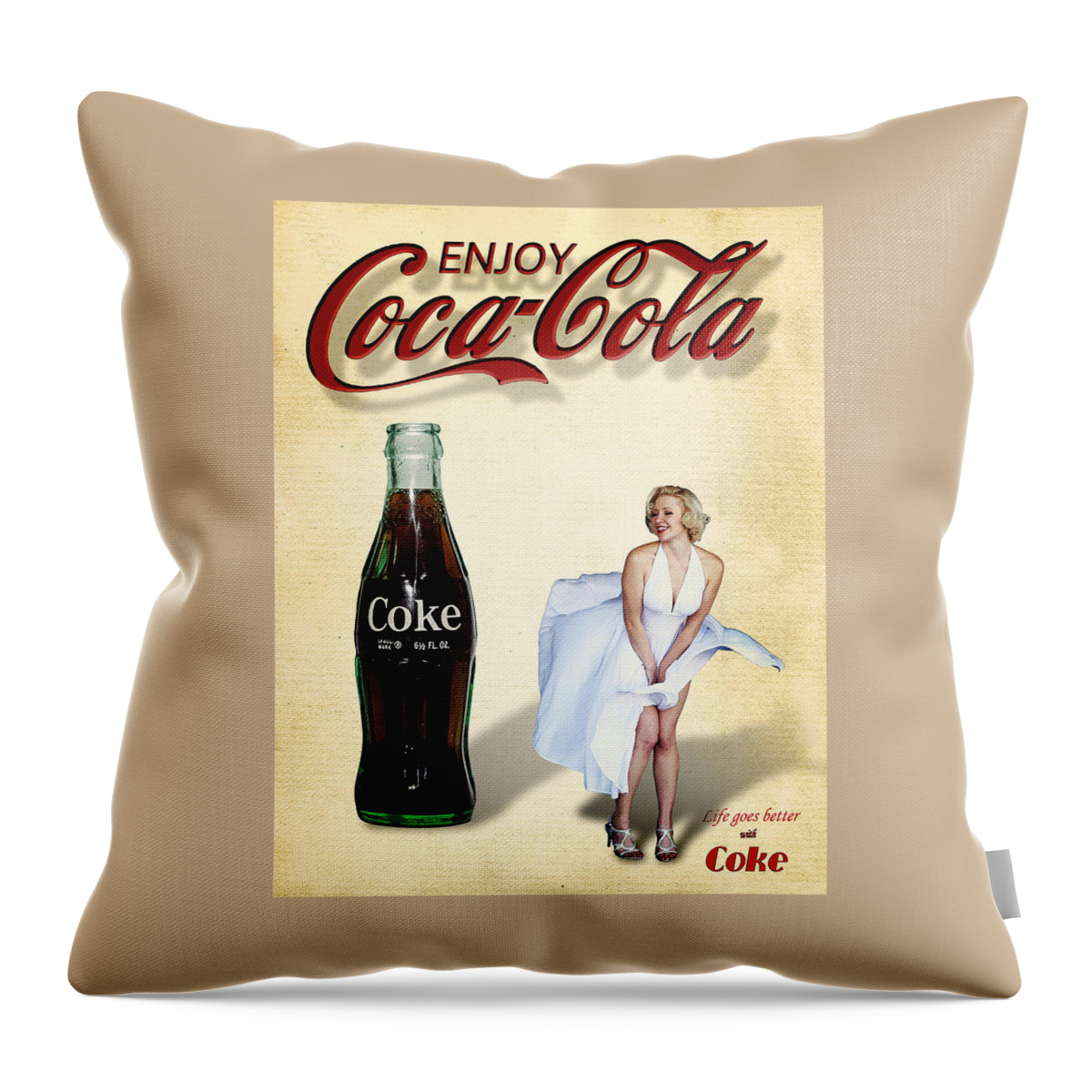 Marilyn Throw Pillow featuring the photograph Marilyn Coca Cola Girl 3 by James Sage