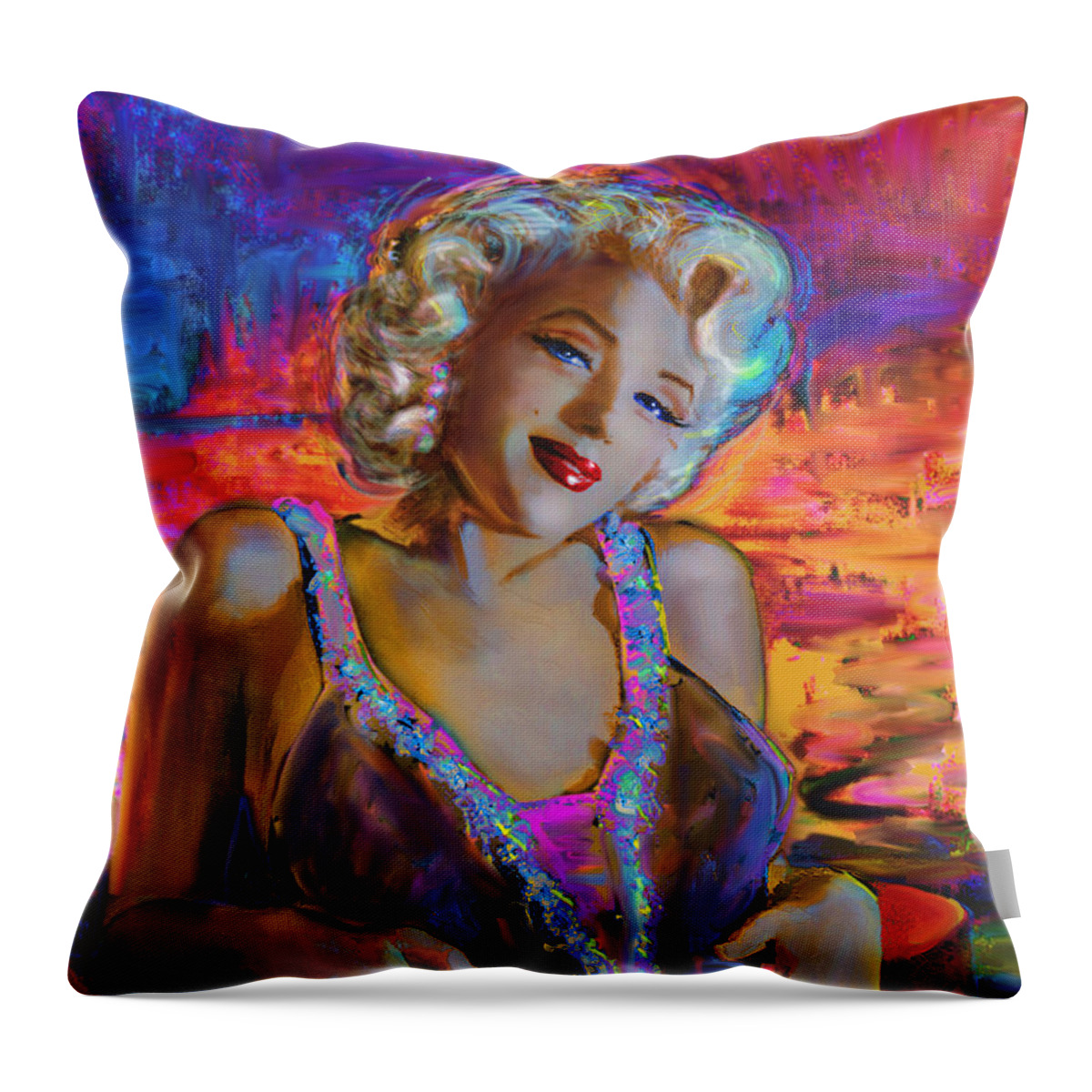 Marilyn Monroe Throw Pillow featuring the painting Marilyn Monroe 126 g by Theo Danella