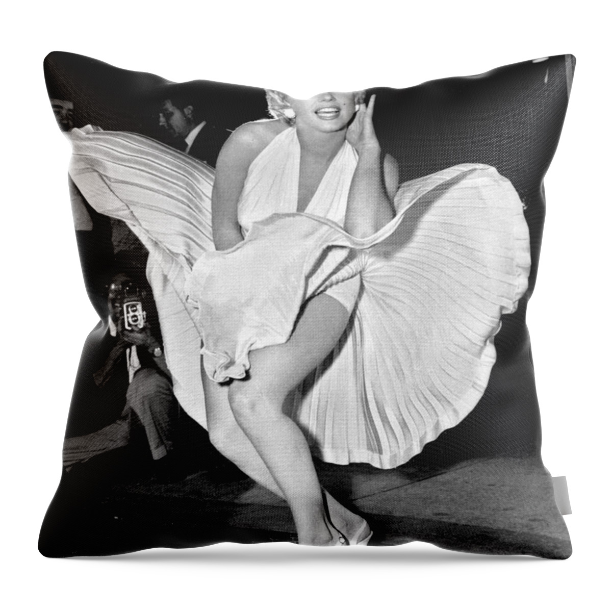 Marilyn Monroe Throw Pillow featuring the digital art Marilyn Monroe - Seven Year Itch by Georgia Clare