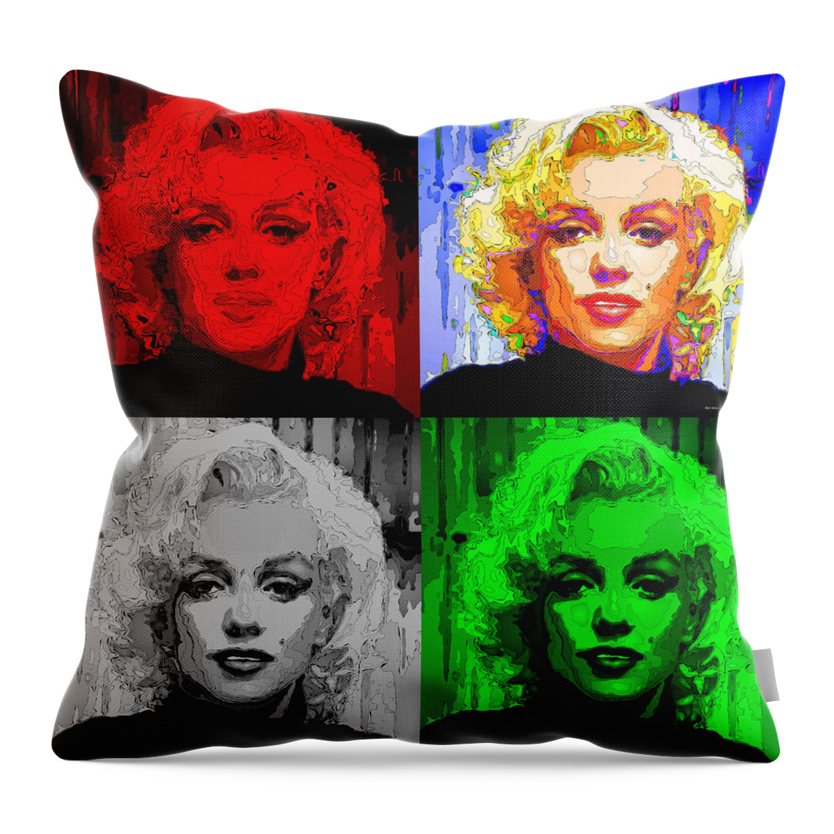 Marilyn Monroe Throw Pillow featuring the digital art Marilyn Monroe - Quad. Pop Art by Rafael Salazar