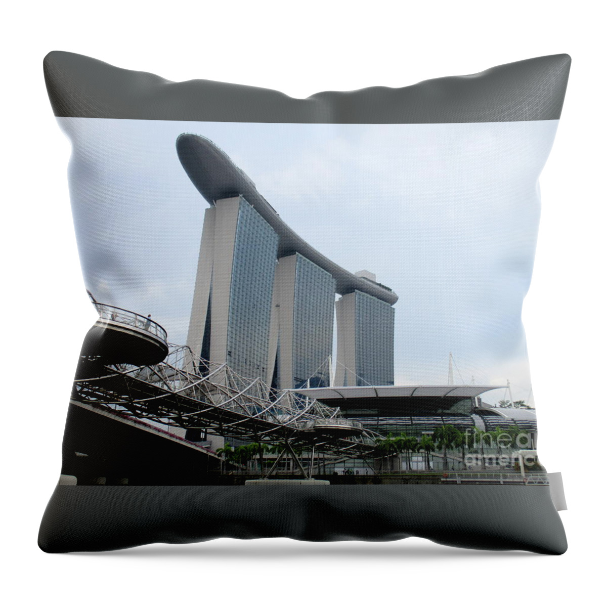 Moshie Safdie Throw Pillow featuring the photograph Marina Bay Sands 13 by Randall Weidner