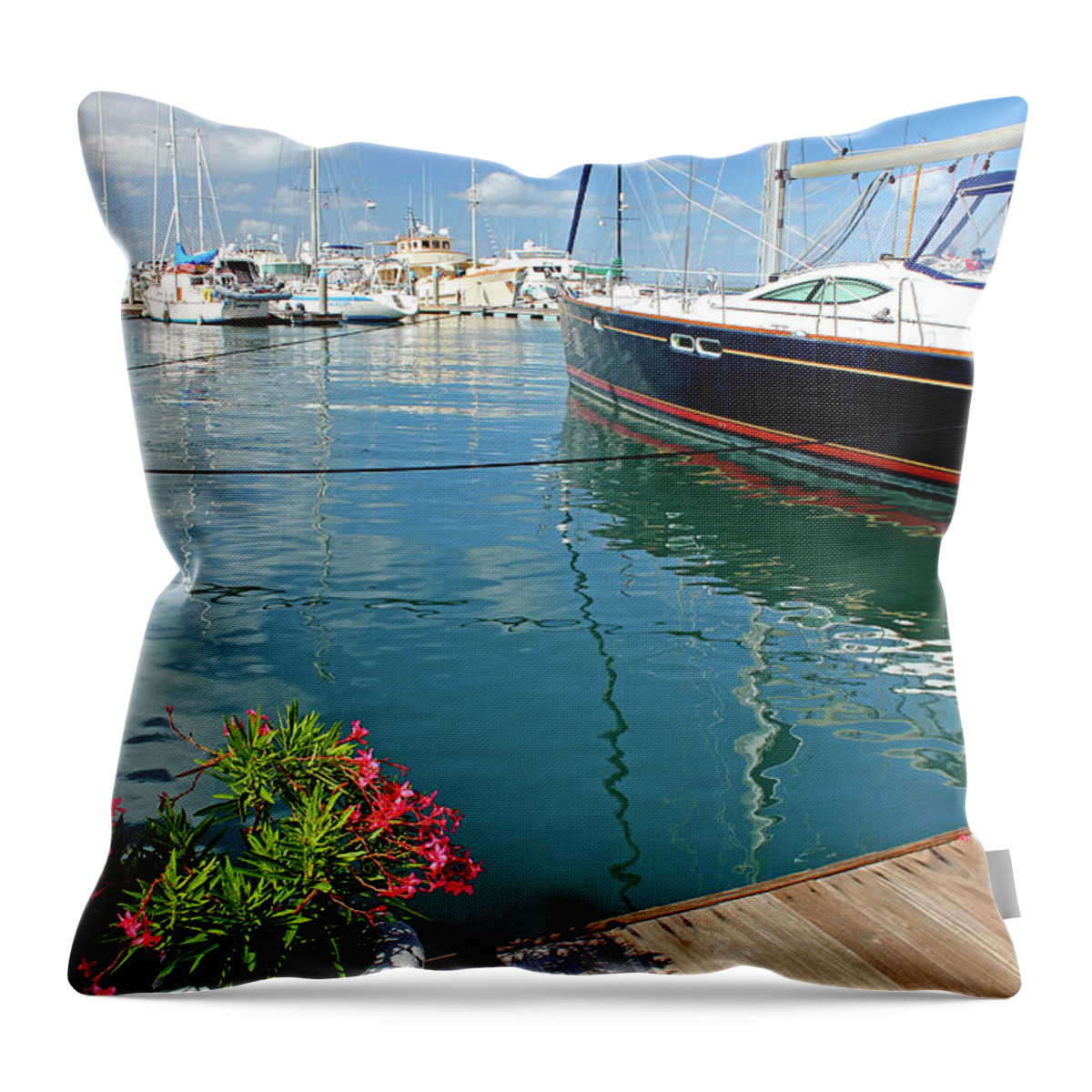 La Paz Throw Pillow featuring the photograph Marina Morning by Becqi Sherman