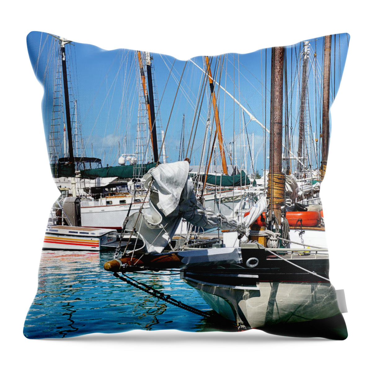 Florida Keys Throw Pillow featuring the photograph Marinas and Masts by Kathi Mirto